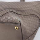 GUCCI Micro GG Canvas Guccissima Tote Bag Leather Gray Gold 296910 Auth 209833V-11