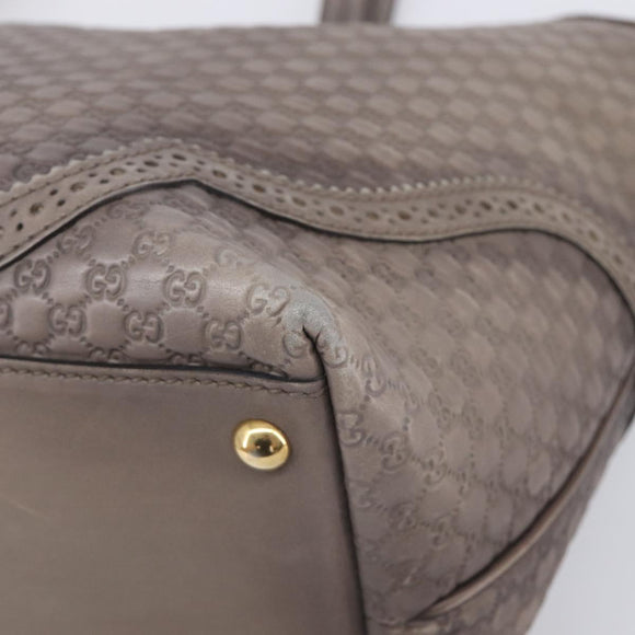 GUCCI Micro GG Canvas Guccissima Tote Bag Leather Gray Gold 296910 Auth 209833V