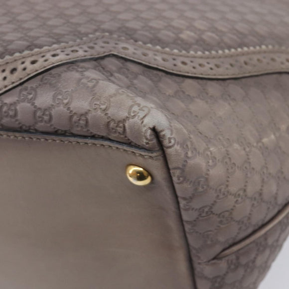 GUCCI Micro GG Canvas Guccissima Tote Bag Leather Gray Gold 296910 Auth 209833V