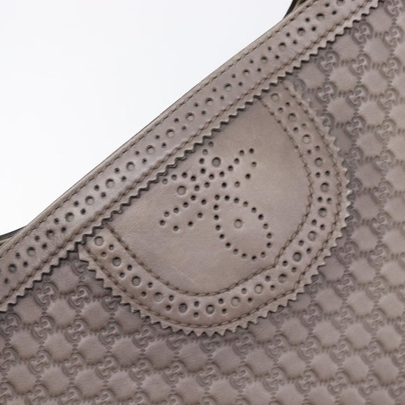 GUCCI Micro GG Canvas Guccissima Tote Bag Leather Gray Gold 296910 Auth 209833V