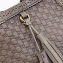 GUCCI Micro GG Canvas Guccissima Tote Bag Leather Gray Gold 296910 Auth 209833V-16