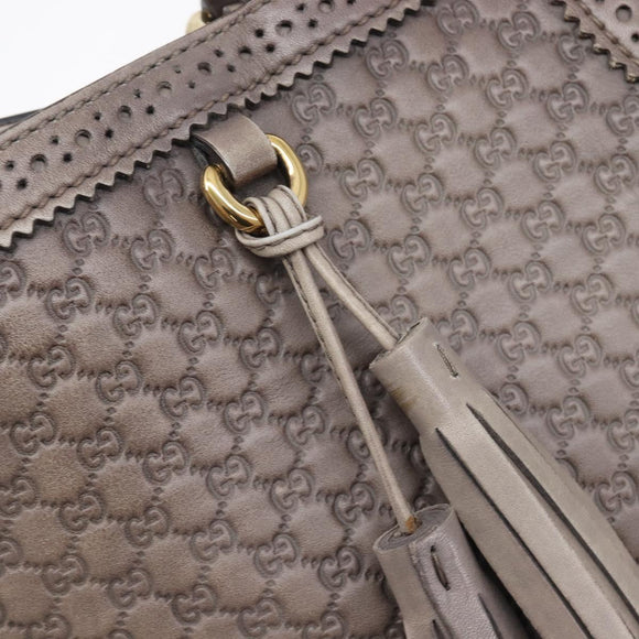 GUCCI Micro GG Canvas Guccissima Tote Bag Leather Gray Gold 296910 Auth 209833V
