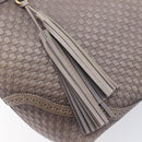 GUCCI Micro GG Canvas Guccissima Tote Bag Leather Gray Gold 296910 Auth 209833V-17