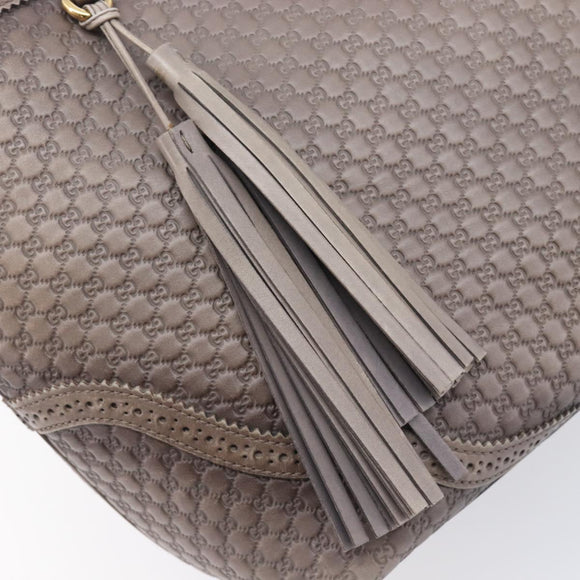 GUCCI Micro GG Canvas Guccissima Tote Bag Leather Gray Gold 296910 Auth 209833V