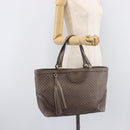 GUCCI Micro GG Canvas Guccissima Tote Bag Leather Gray Gold 296910 Auth 209833V-25