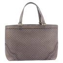 GUCCI Micro GG Canvas Guccissima Tote Bag Leather Gray Gold 296910 Auth 209833V-4