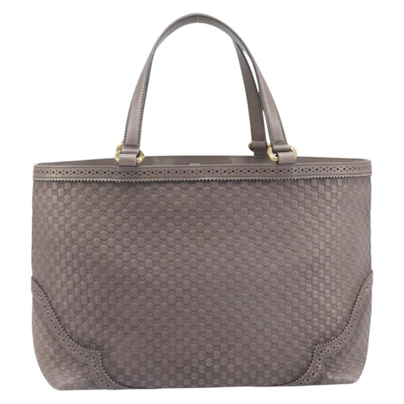 GUCCI Micro GG Canvas Guccissima Tote Bag Leather Gray Gold 296910 Auth 209833V