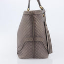 GUCCI Micro GG Canvas Guccissima Tote Bag Leather Gray Gold 296910 Auth 209833V-6