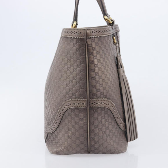 GUCCI Micro GG Canvas Guccissima Tote Bag Leather Gray Gold 296910 Auth 209833V