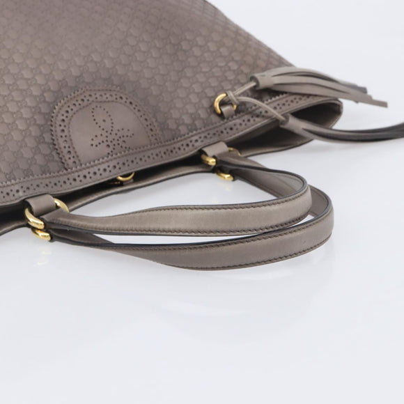GUCCI Micro GG Canvas Guccissima Tote Bag Leather Gray Gold 296910 Auth 209833V