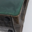 PRADA Metal Handle Shoulder Bag Nylon Green Silver Auth 209835A-16