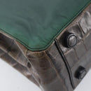 PRADA Metal Handle Shoulder Bag Nylon Green Silver Auth 209835A-17