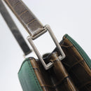 PRADA Metal Handle Shoulder Bag Nylon Green Silver Auth 209835A-8