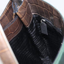 PRADA Metal Handle Shoulder Bag Nylon Green Silver Auth 209835A-20