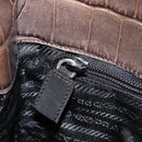 PRADA Metal Handle Shoulder Bag Nylon Green Silver Auth 209835A-21