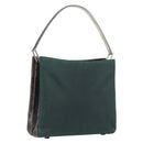 PRADA Metal Handle Shoulder Bag Nylon Green Silver Auth 209835A-1