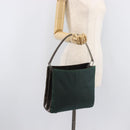 PRADA Metal Handle Shoulder Bag Nylon Green Silver Auth 209835A-25