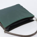 PRADA Metal Handle Shoulder Bag Nylon Green Silver Auth 209835A-6