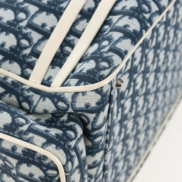 Christian Dior Trotter Canvas Boston Bag PVC 2way Navy Silver Auth 209836V