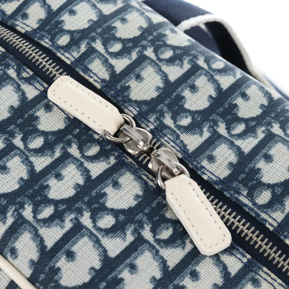 Christian Dior Trotter Canvas Boston Bag PVC 2way Navy Silver Auth 209836V