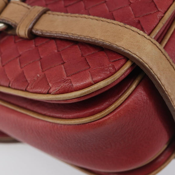 Bottega Veneta INTRECCIATO Hand Bag Leather Outlet Red Gold Auth 209838V