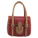Bottega Veneta INTRECCIATO Hand Bag Leather Outlet Red Gold Auth 209838V-13