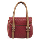 Bottega Veneta INTRECCIATO Hand Bag Leather Outlet Red Gold Auth 209838V-2