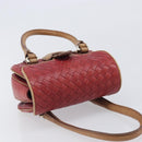 Bottega Veneta INTRECCIATO Hand Bag Leather Outlet Red Gold Auth 209838V-6