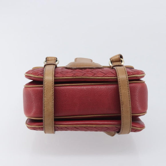 Bottega Veneta INTRECCIATO Hand Bag Leather Outlet Red Gold Auth 209838V