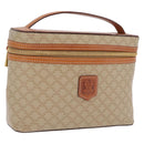 CELINE Macadam Vanity Cosmetic Pouch PVC Beige Gold Auth 209840A-1
