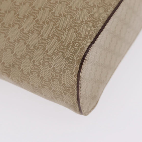 CELINE Macadam Vanity Cosmetic Pouch PVC Beige Gold Auth 209840A