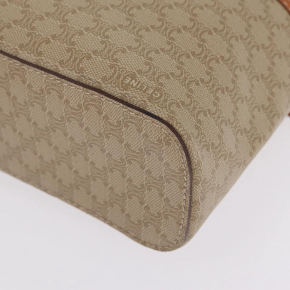 CELINE Macadam Vanity Cosmetic Pouch PVC Beige Gold Auth 209840A