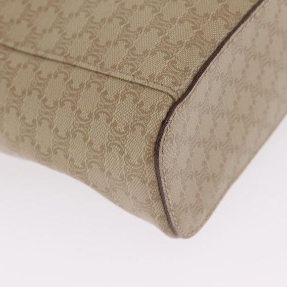 CELINE Macadam Vanity Cosmetic Pouch PVC Beige Gold Auth 209840A