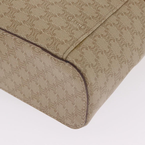 CELINE Macadam Vanity Cosmetic Pouch PVC Beige Gold Auth 209840A