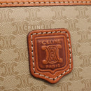 CELINE Macadam Vanity Cosmetic Pouch PVC Beige Gold Auth 209840A-15