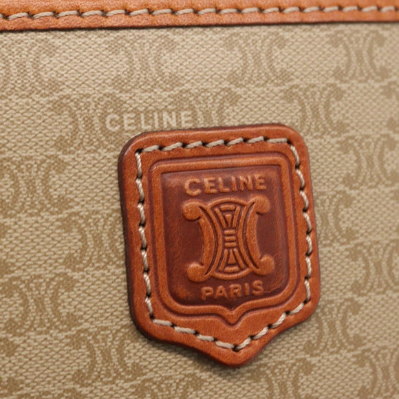 CELINE Macadam Vanity Cosmetic Pouch PVC Beige Gold Auth 209840A