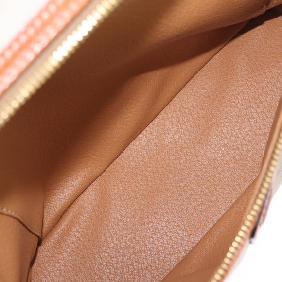 CELINE Macadam Vanity Cosmetic Pouch PVC Beige Gold Auth 209840A