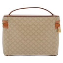 CELINE Macadam Vanity Cosmetic Pouch PVC Beige Gold Auth 209840A-3