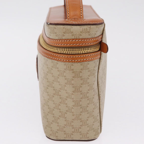 CELINE Macadam Vanity Cosmetic Pouch PVC Beige Gold Auth 209840A