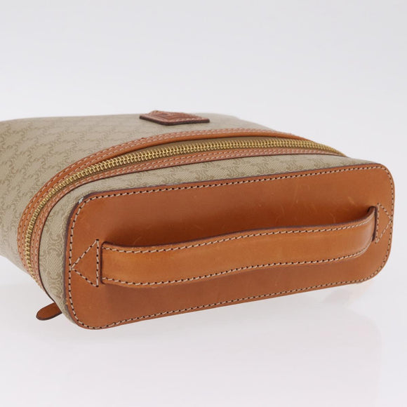 CELINE Macadam Vanity Cosmetic Pouch PVC Beige Gold Auth 209840A