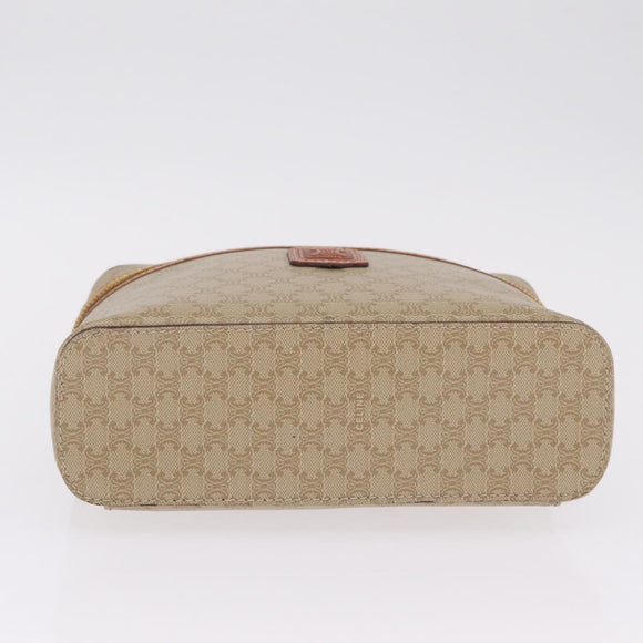 CELINE Macadam Vanity Cosmetic Pouch PVC Beige Gold Auth 209840A