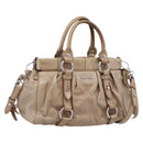 Miu Miu Hand Bag Vitellolux 2way Beige Silver Auth 209843V-1