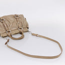 Miu Miu Hand Bag Vitellolux 2way Beige Silver Auth 209843V-10