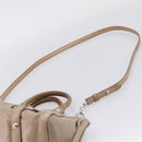 Miu Miu Hand Bag Vitellolux 2way Beige Silver Auth 209843V-11