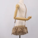 Miu Miu Hand Bag Vitellolux 2way Beige Silver Auth 209843V-26