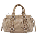 Miu Miu Hand Bag Vitellolux 2way Beige Silver Auth 209843V-2