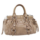 Miu Miu Hand Bag Vitellolux 2way Beige Silver Auth 209843V-3