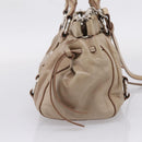 Miu Miu Hand Bag Vitellolux 2way Beige Silver Auth 209843V-4
