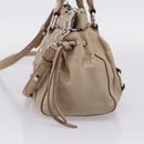 Miu Miu Hand Bag Vitellolux 2way Beige Silver Auth 209843V-5