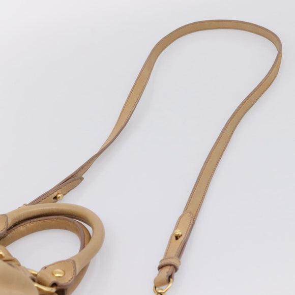 Miu Miu Hand Bag Vitellolux 2way Beige Gold Auth 209844V